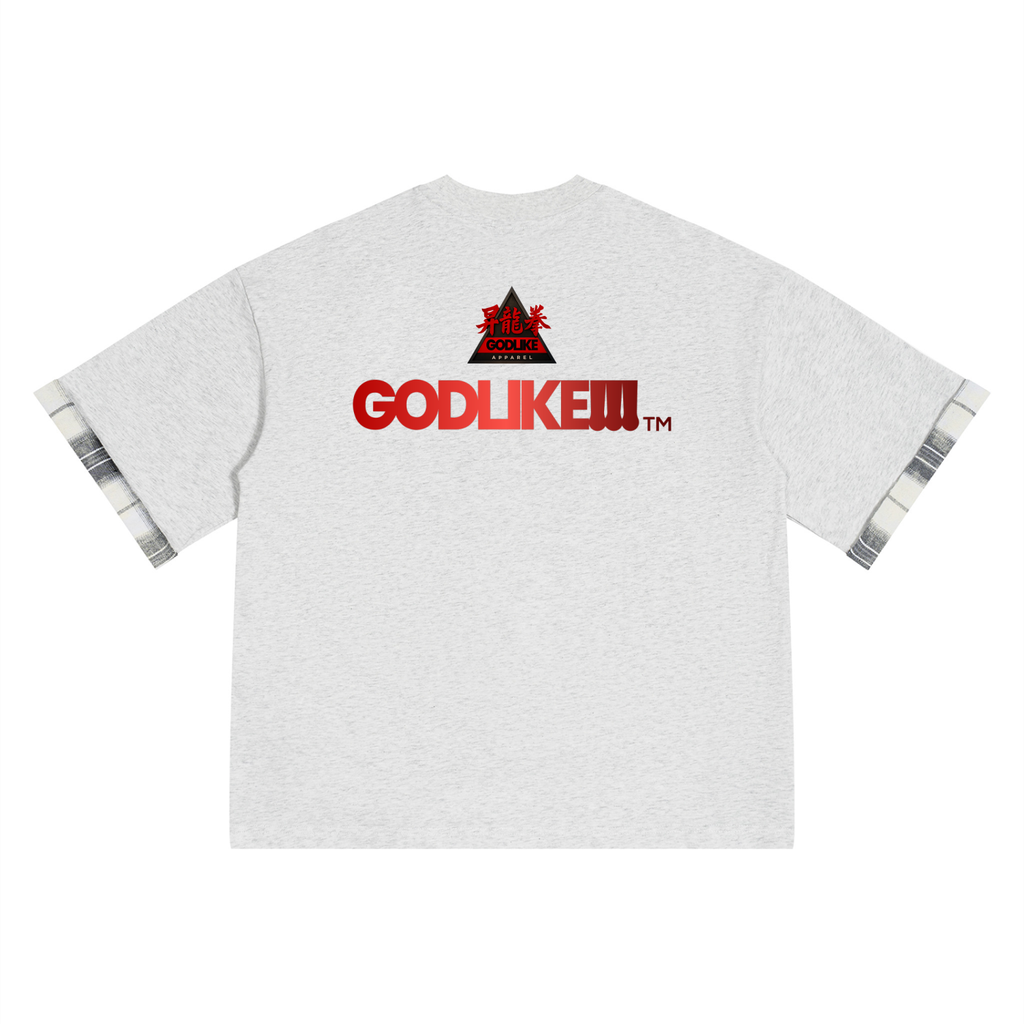 GLA LOGO PRINT F/B Unisex Plaid Paneled T-Shirt