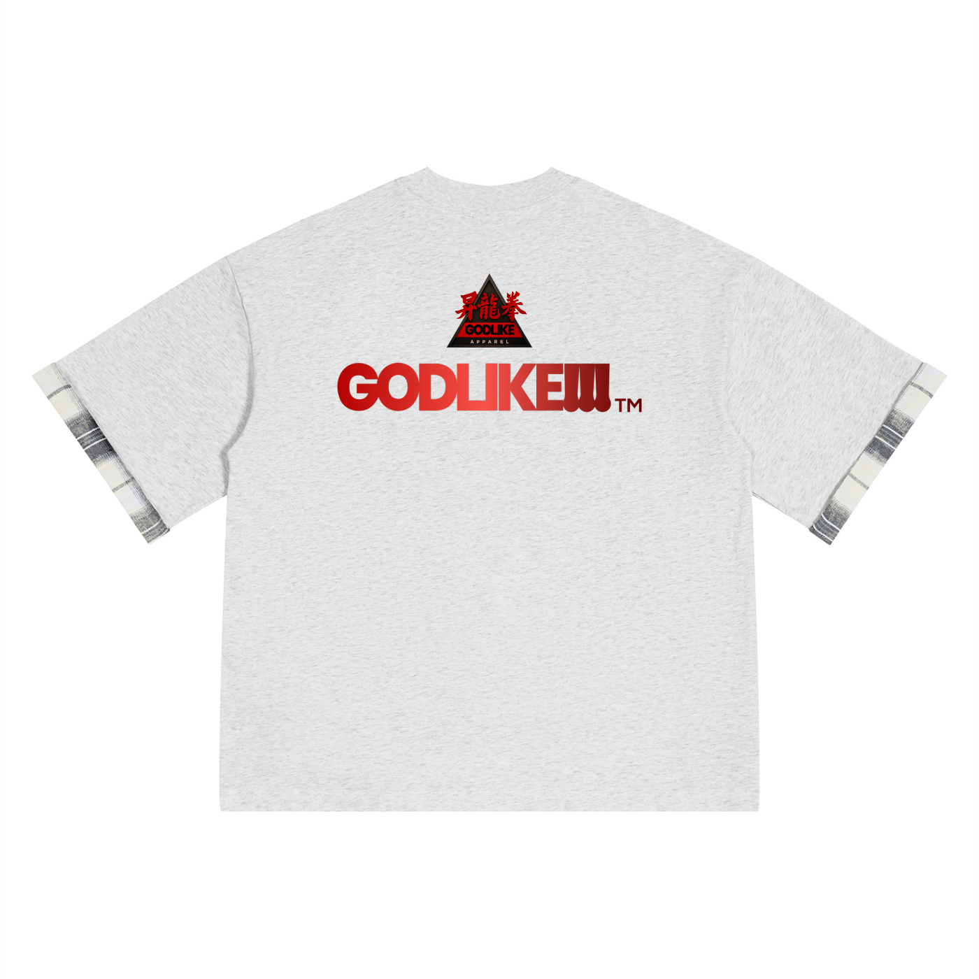 GLA LOGO PRINT F/B Unisex Plaid Paneled T-Shirt