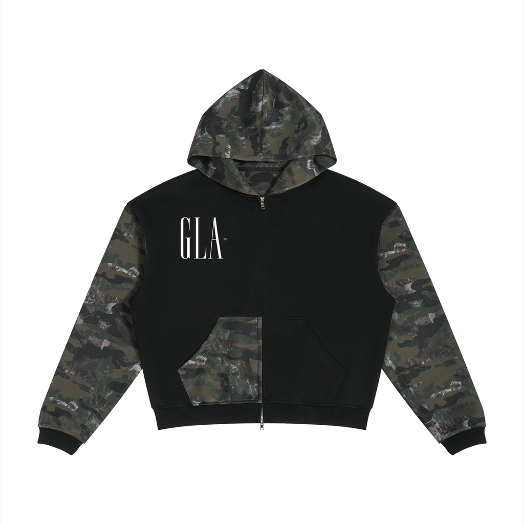 GTA MEN'S Colorblock Camo Full Zip Boxy Hoodie