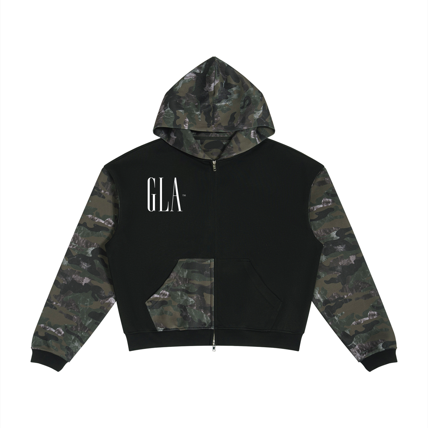 GTA MEN'S Colorblock Camo Full Zip Boxy Hoodie