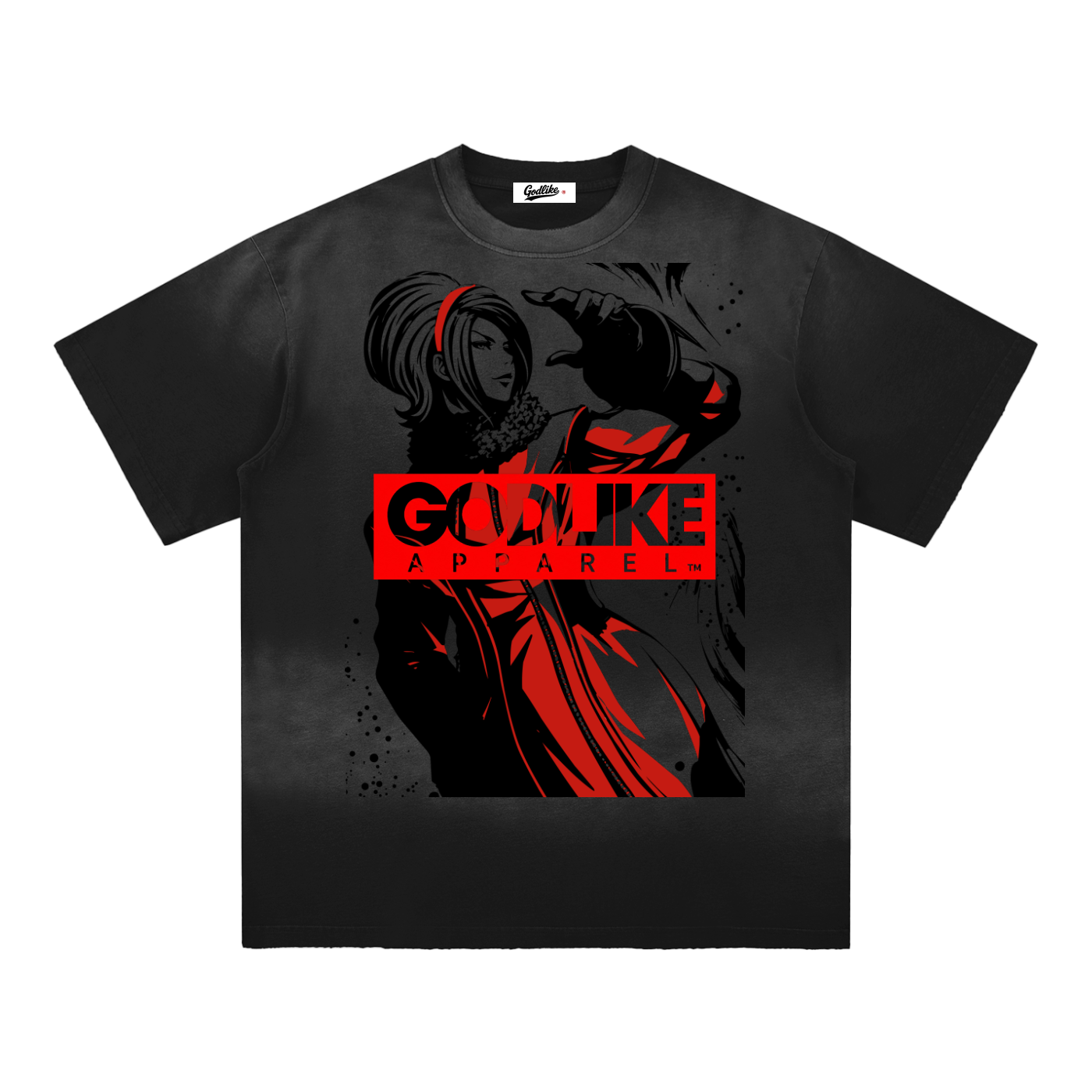 GLA Print Sun Fade Hand-Frayed Cotton T-Shirt