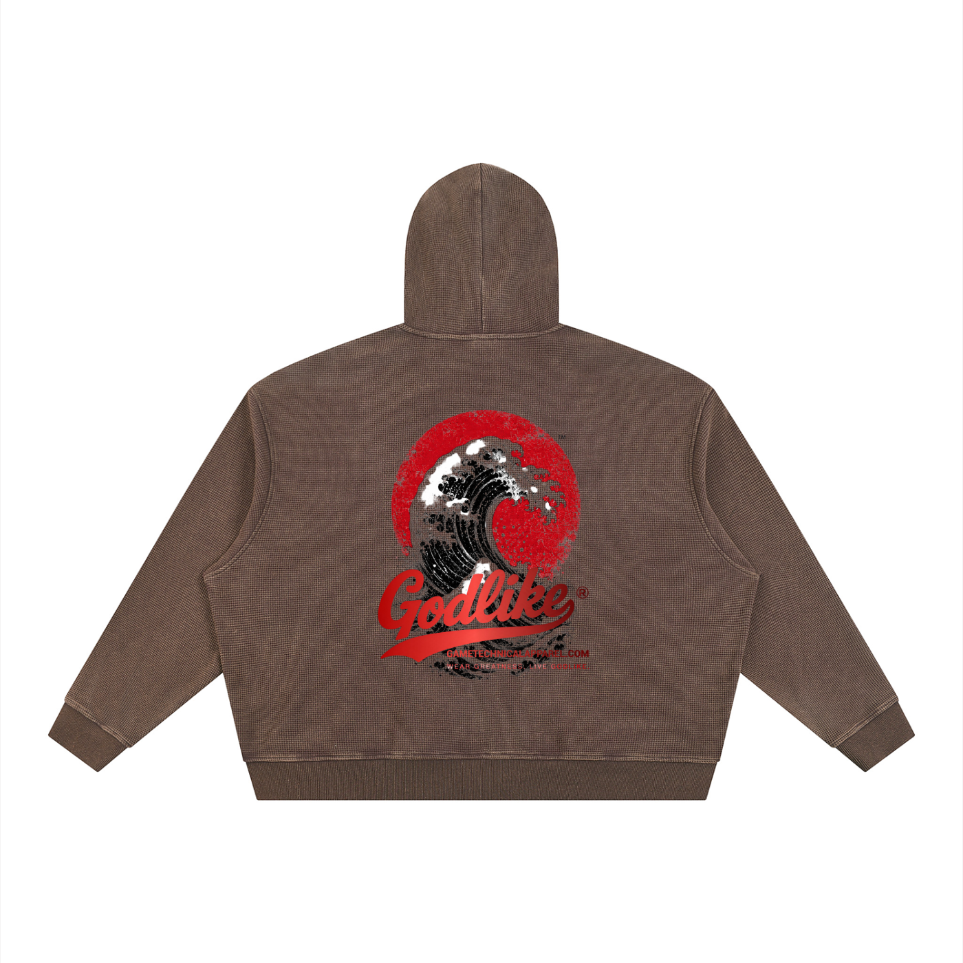 Unisex Vintage Wash Boxy Waffle Full Zip Hoodie