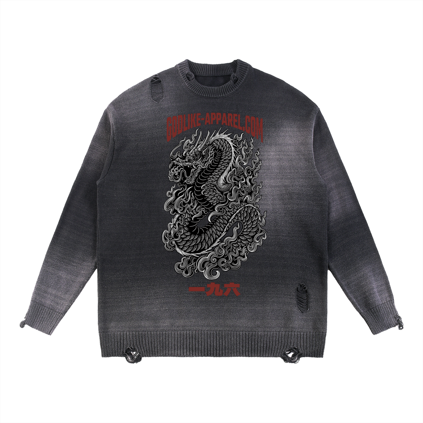 Sun Fade Distressed Ripped Crewneck sweater