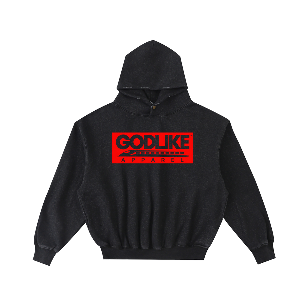 GLA GRAPHIC Frayed Enzyme Washed Fleece Hoodie