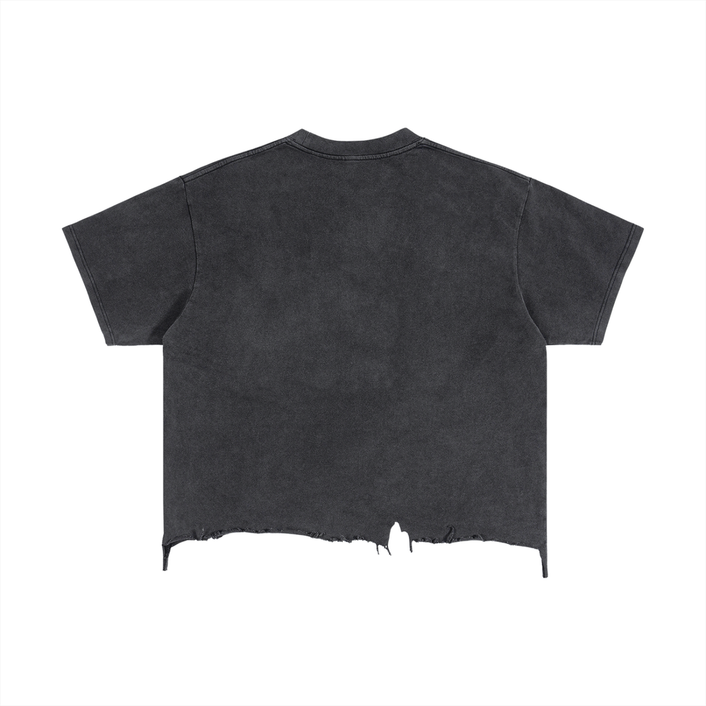 GTA X GLA COLLAB Vintage Wash Boxy Distressed Hem T-Shirt