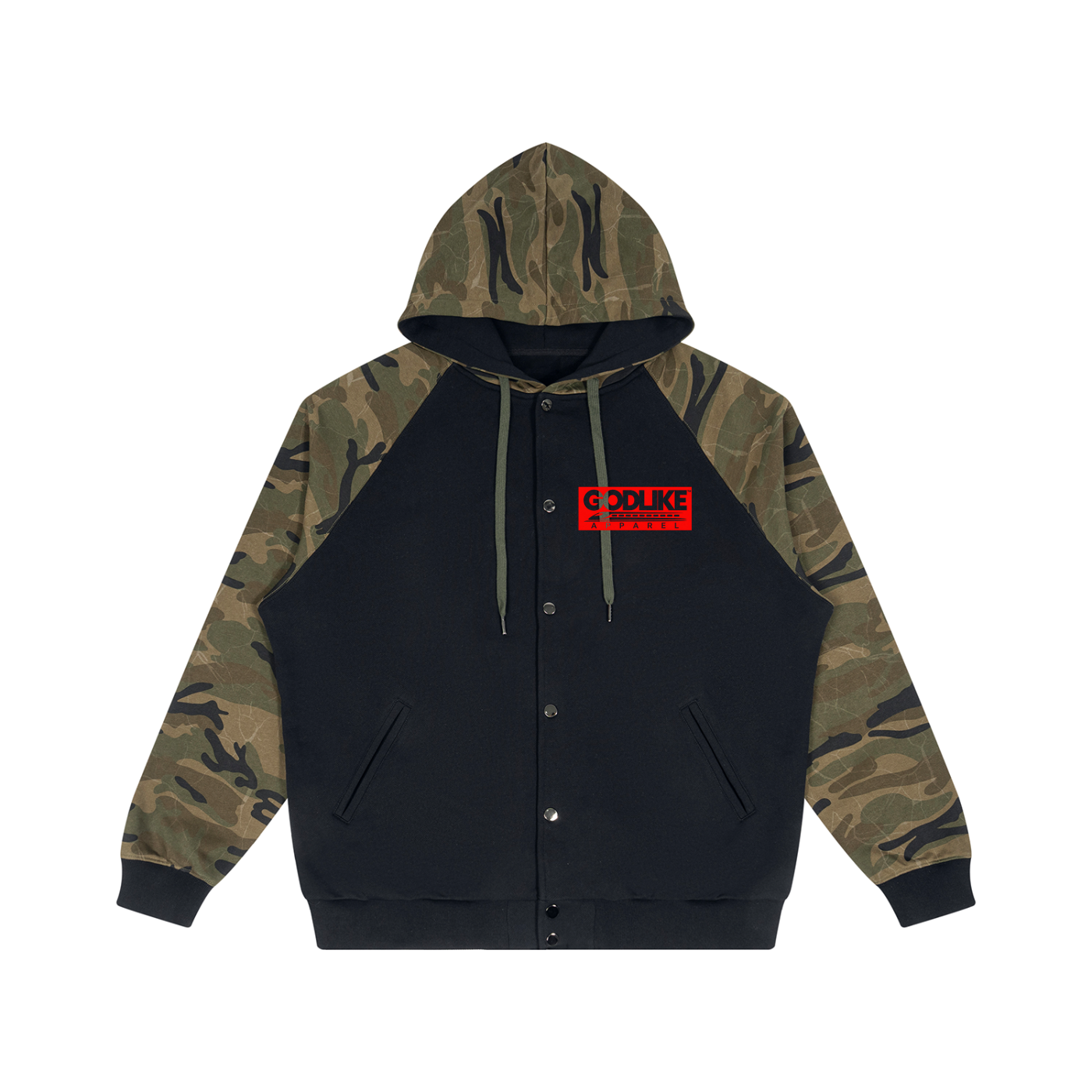 Unisex Camo-Splice Raglan Zip Hoodie