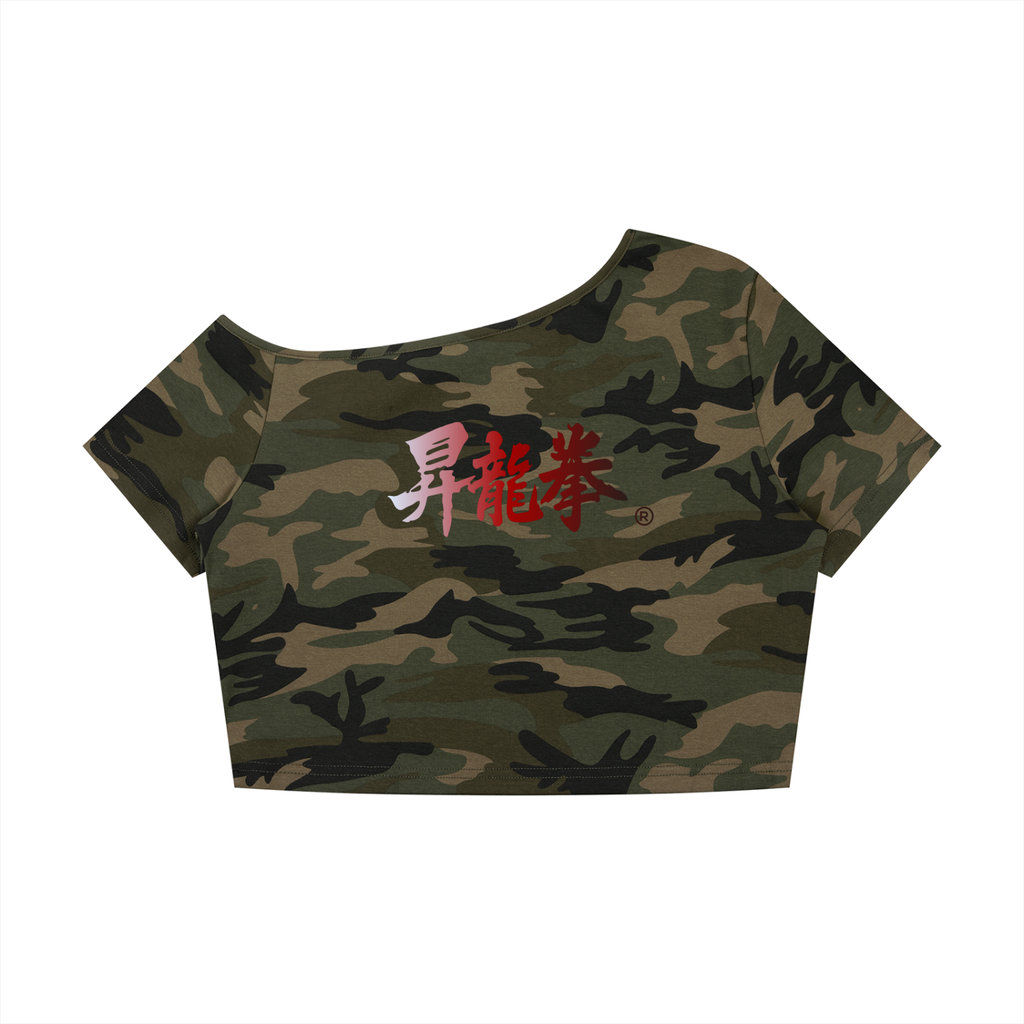 Women's Camo Off-Shoulder Crop T-Shirt