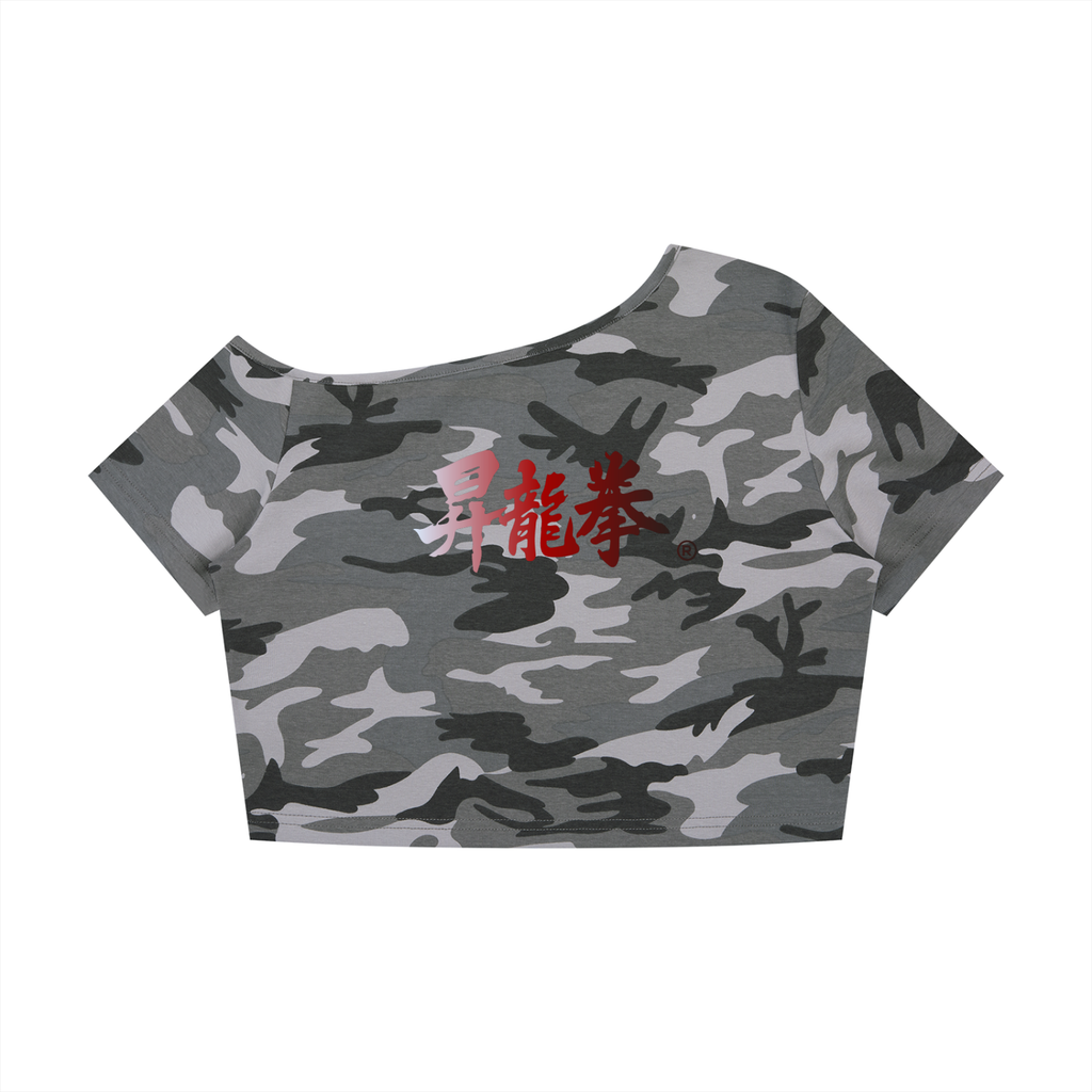 Women's Camo Off-Shoulder Crop T-Shirt