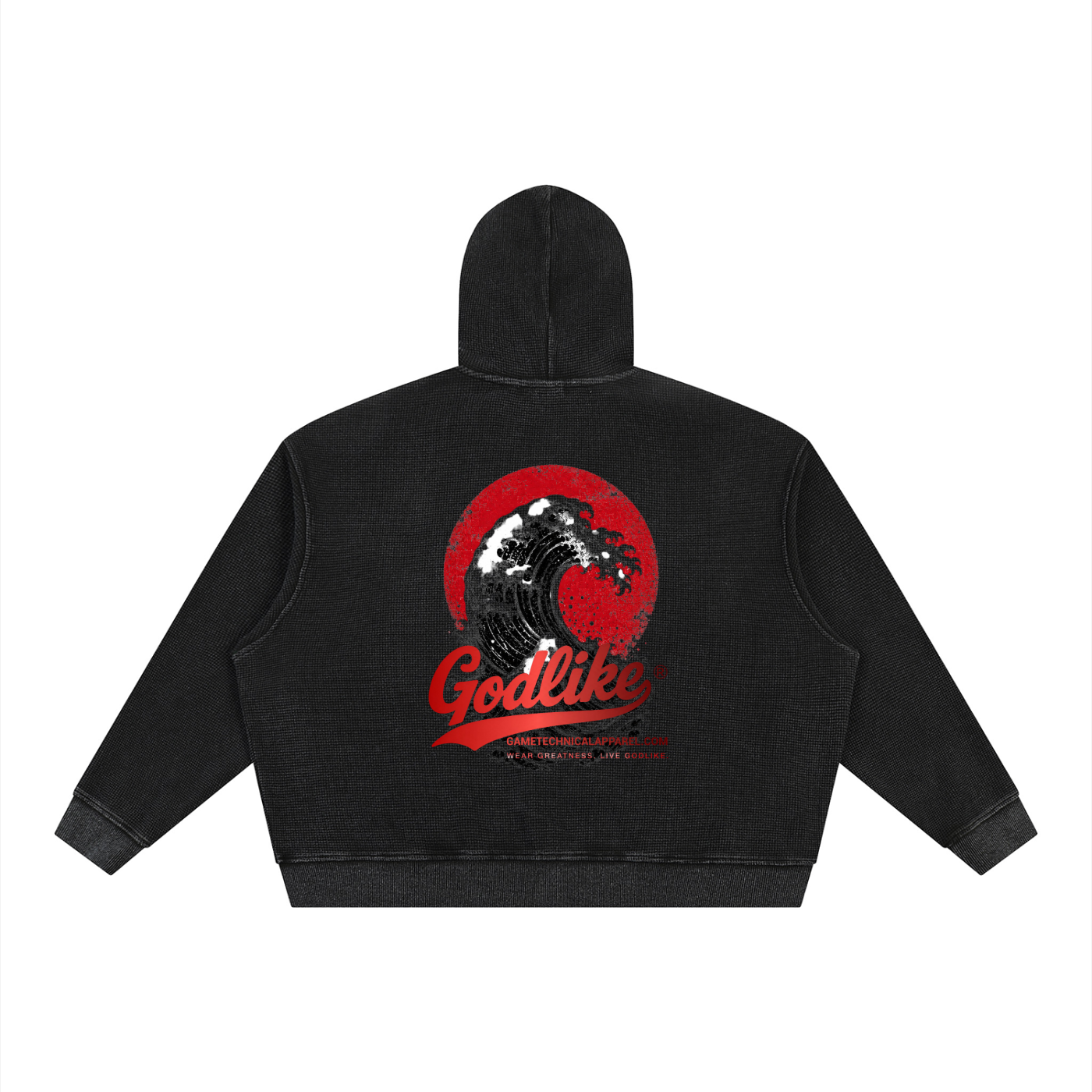 Unisex Vintage Wash Boxy Waffle Full Zip Hoodie