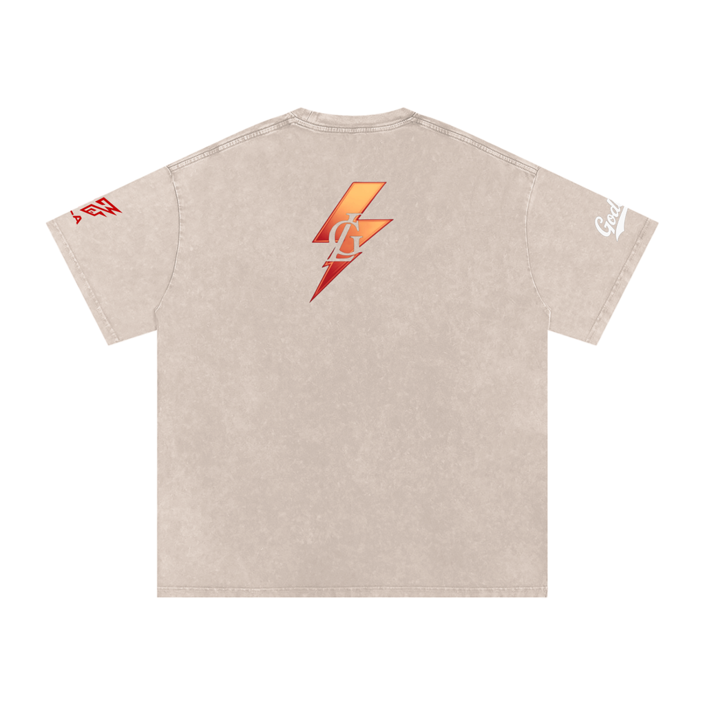 GLA Snow Washed Oversized Tee - Apricot Signal Edition