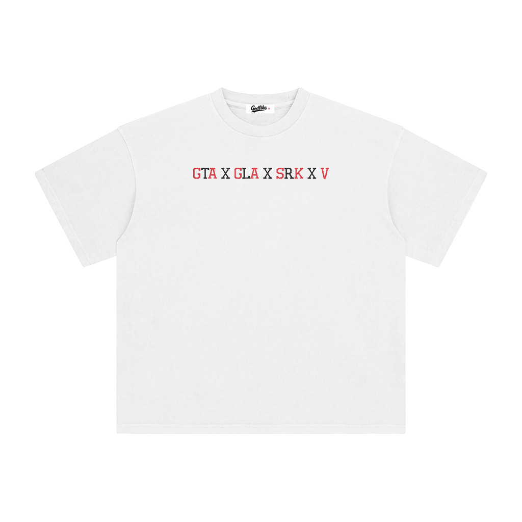 BOOYOW CORP GTA X GLA X SRK X V Enzyme embroidery Washed T-Shirt