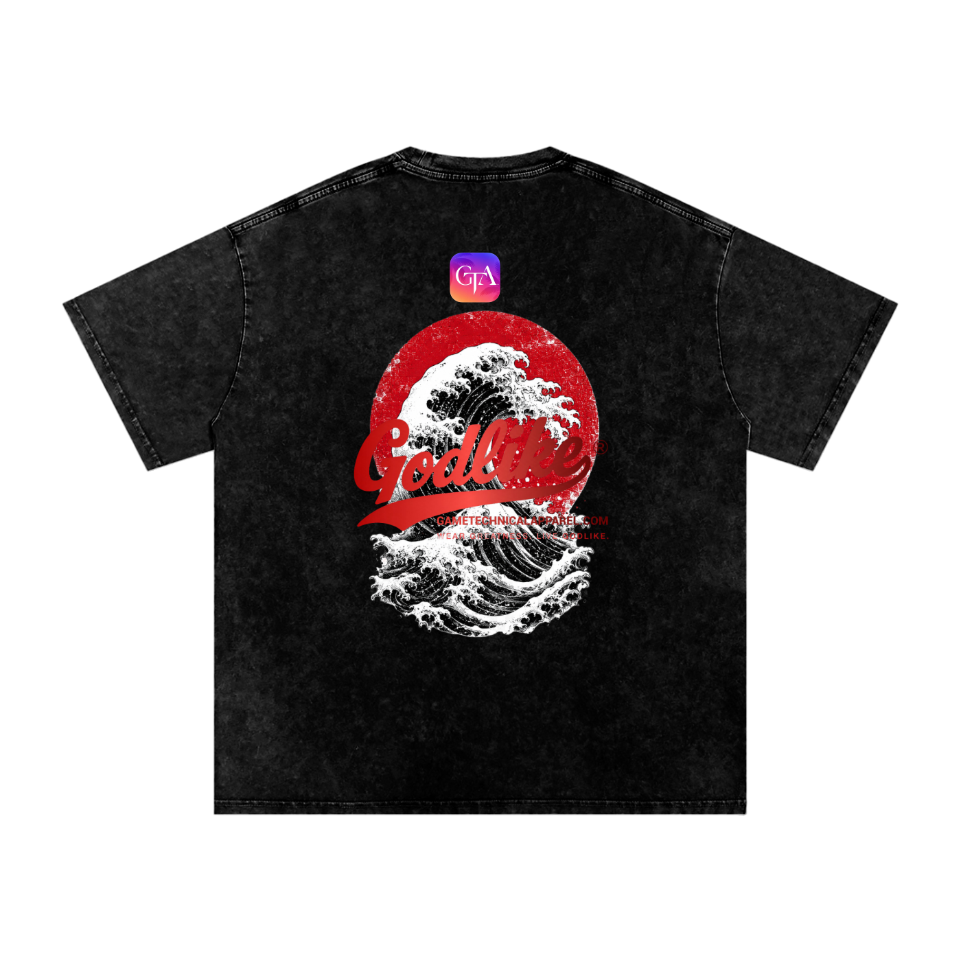Godlike Red Sun Fire Snow-Wash Oversized Tee