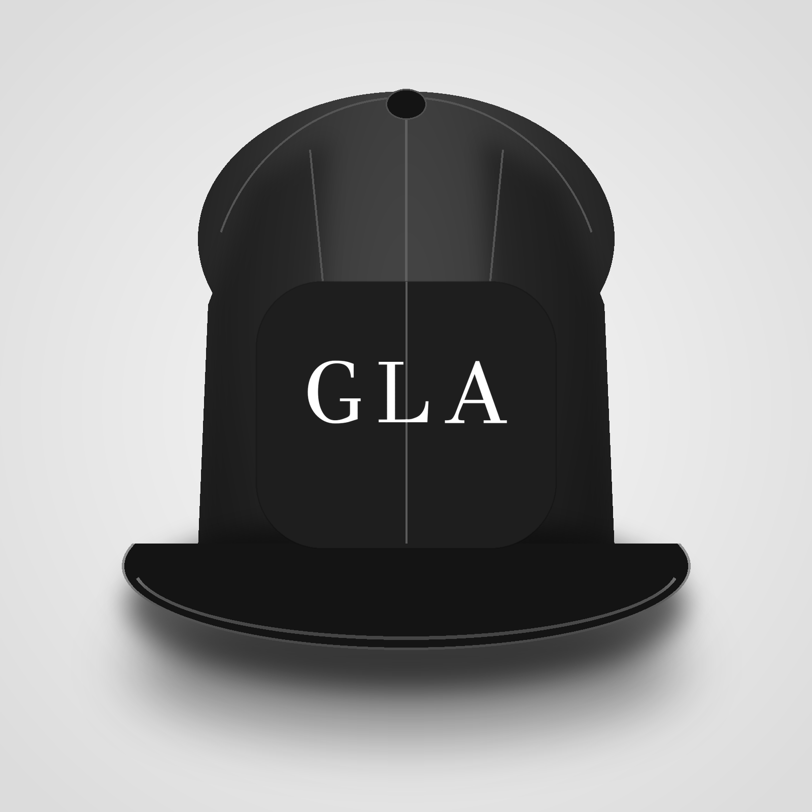 Black Flexfit cap with white GLA serif logo
