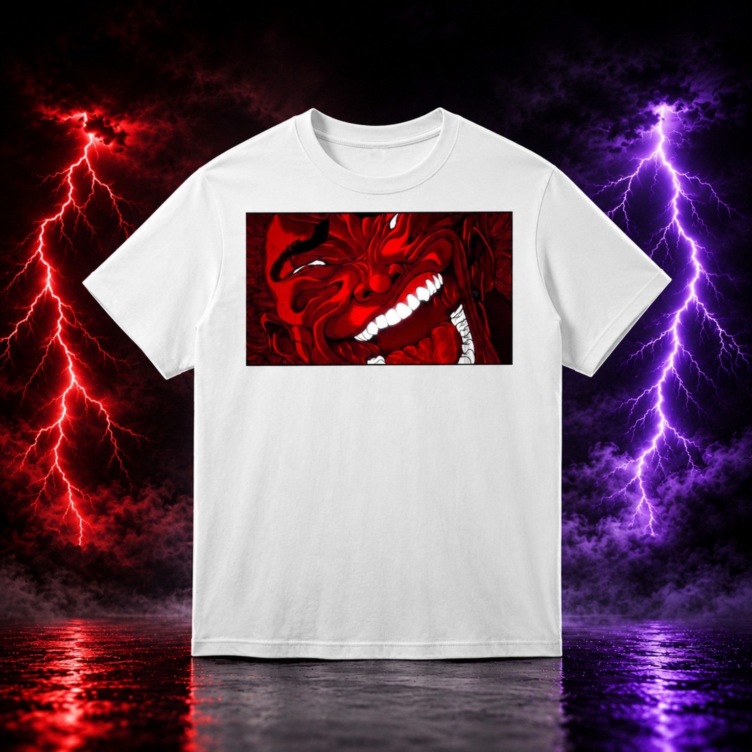 Godlike red dragon artwork white T-shirt campaign image
