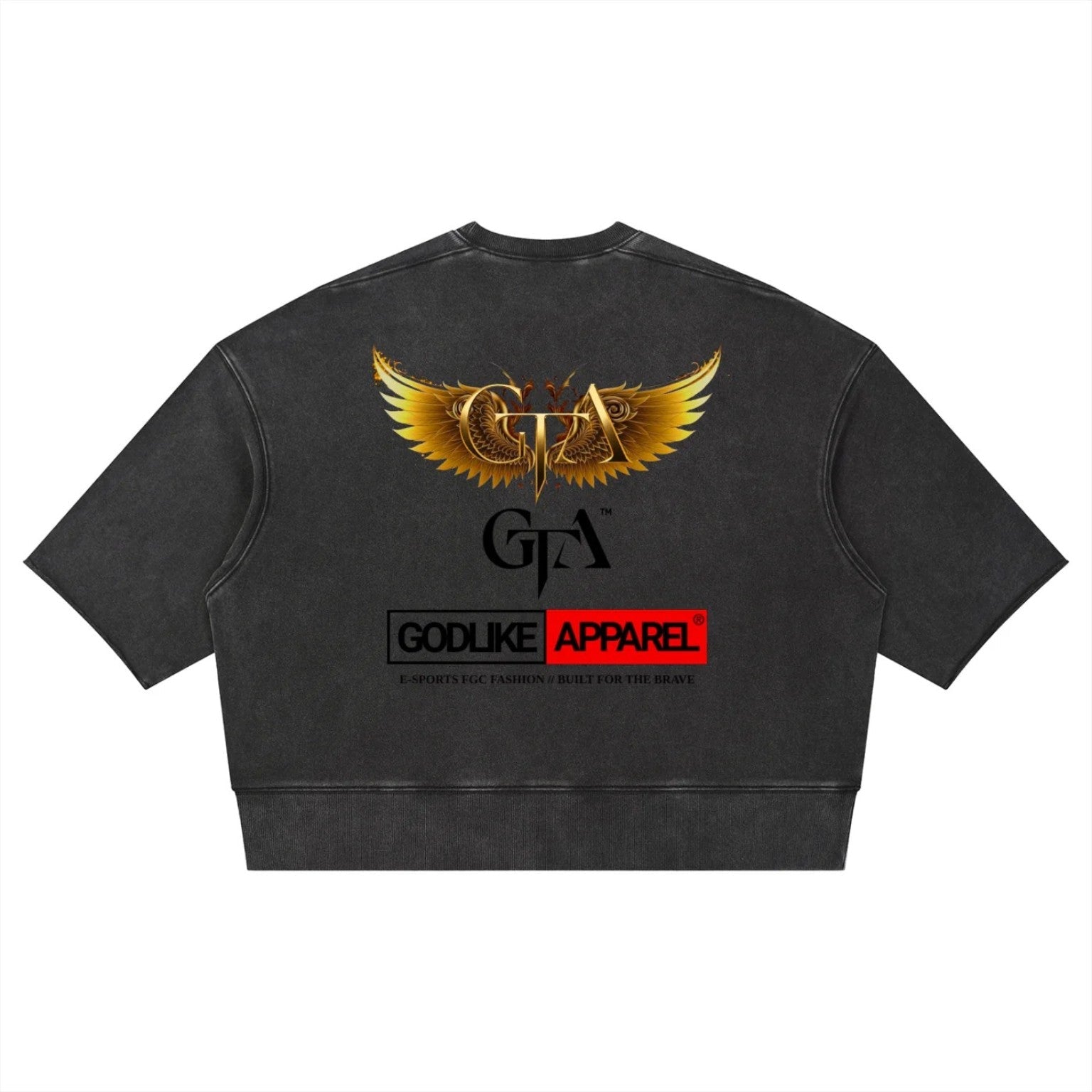 Godlike Apparel mineral wash boxy T-shirt black back view