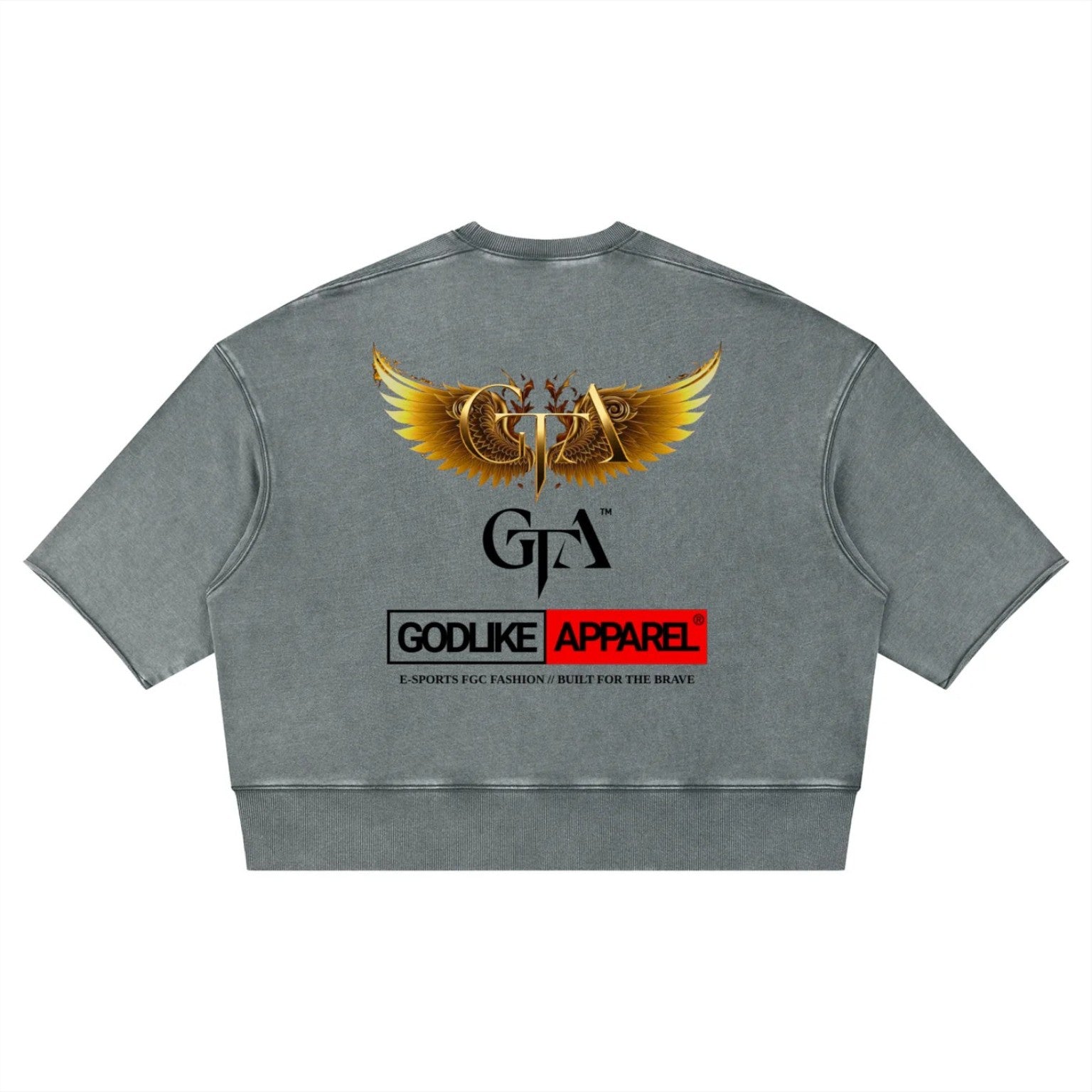 Godlike Apparel mineral wash boxy T-shirt gray blue back view
