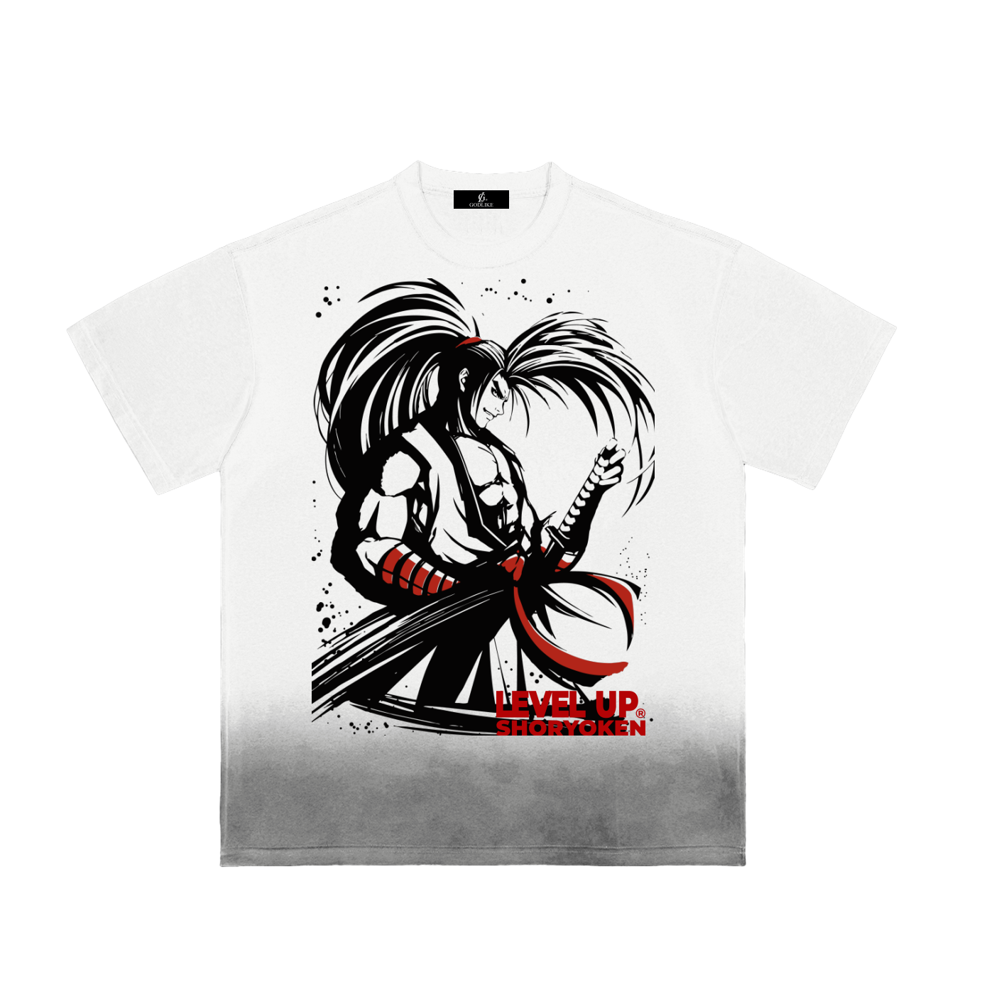 LEVEL UP SHORYOKEN Ronin Fade Oversized Tee front